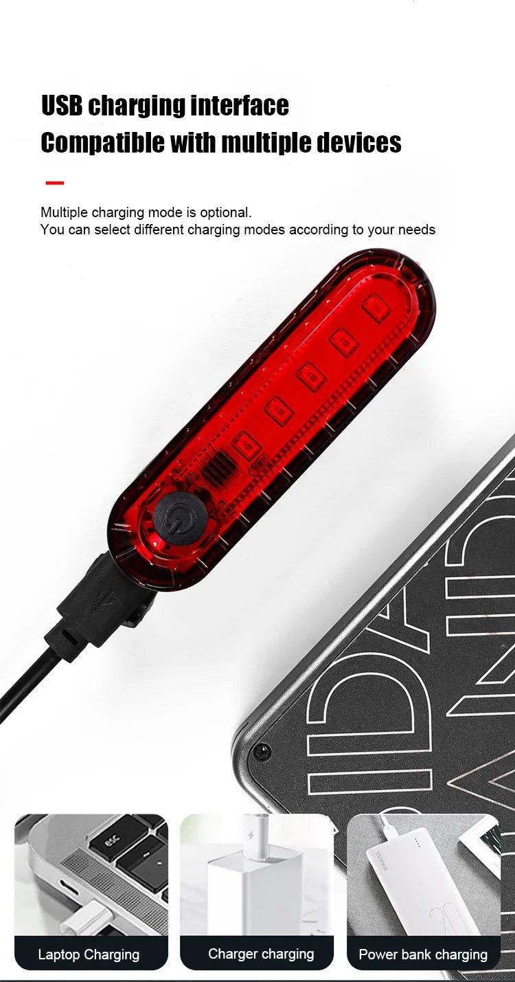 Rear Bike Tail Light USB Rechargeable Red Ultra Bright Taillights Fit On Bicycle Easy to Install for Cycling Safety - MANDOTOS