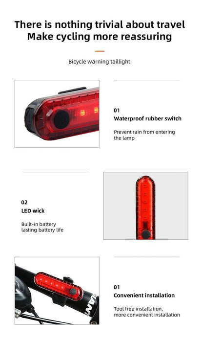 Rear Bike Tail Light USB Rechargeable Red Ultra Bright Taillights Fit On Bicycle Easy to Install for Cycling Safety - MANDOTOS