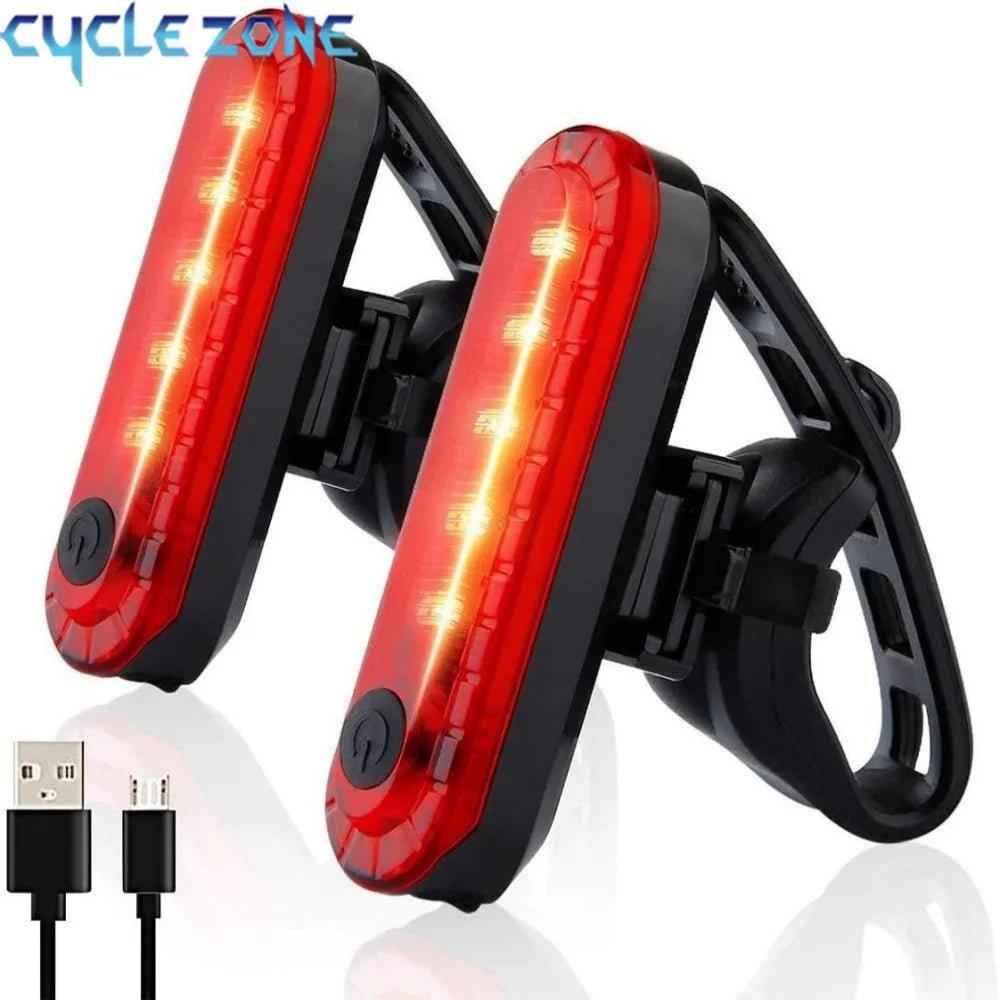 Rear Bike Tail Light USB Rechargeable Red Ultra Bright Taillights Fit On Bicycle Easy to Install for Cycling Safety - MANDOTOS