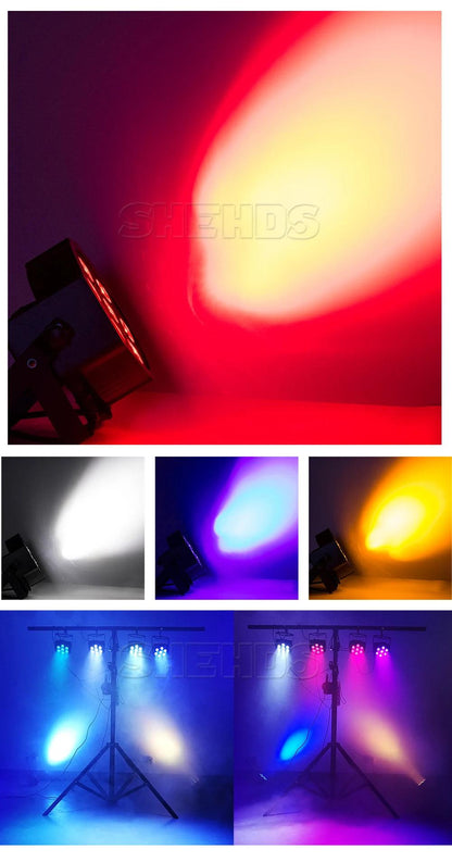 SHEHDS HOT LED Flat Par 7X18W/7X12W RGBWA+UV/RGBW Light Family Birthday Party Theater Wedding Christmas Lights - MANDOTOS