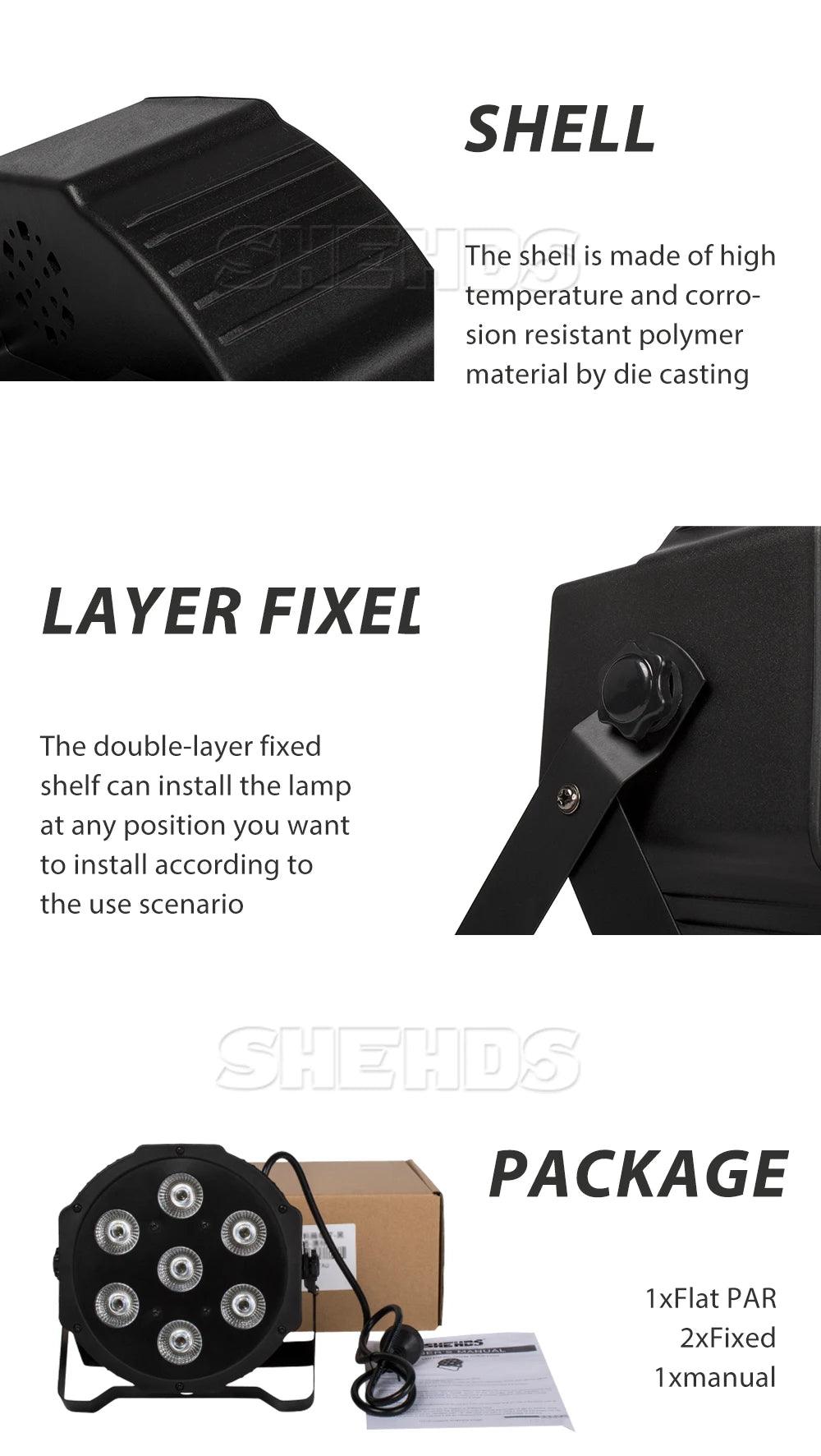 SHEHDS HOT LED Flat Par 7X18W/7X12W RGBWA+UV/RGBW Light Family Birthday Party Theater Wedding Christmas Lights - MANDOTOS