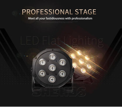 SHEHDS HOT LED Flat Par 7X18W/7X12W RGBWA+UV/RGBW Light Family Birthday Party Theater Wedding Christmas Lights - MANDOTOS