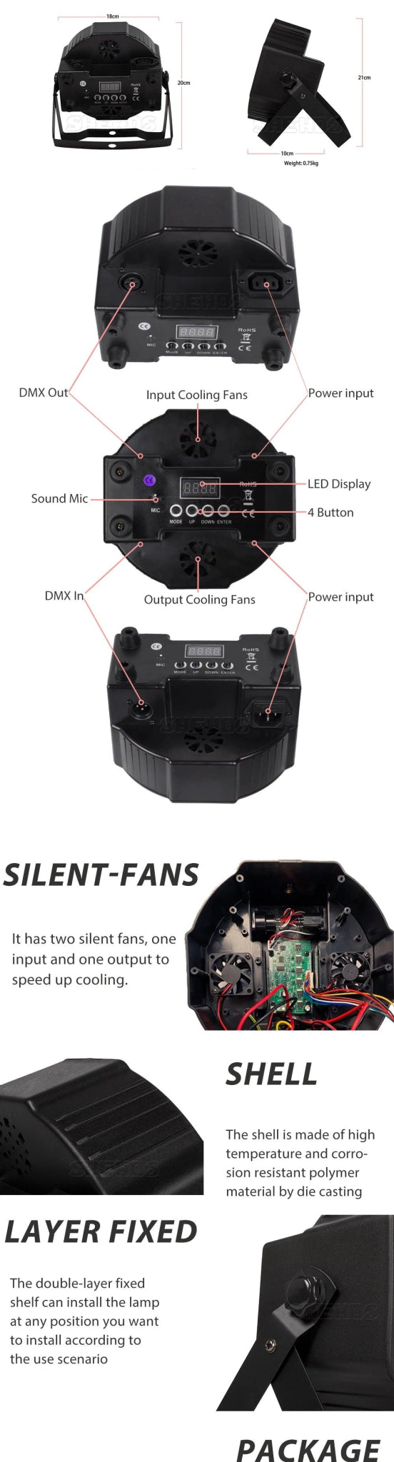 SHEHDS HOT LED Flat Par 7X18W/7X12W RGBWA+UV/RGBW Light Family Birthday Party Theater Wedding Christmas Lights - MANDOTOS