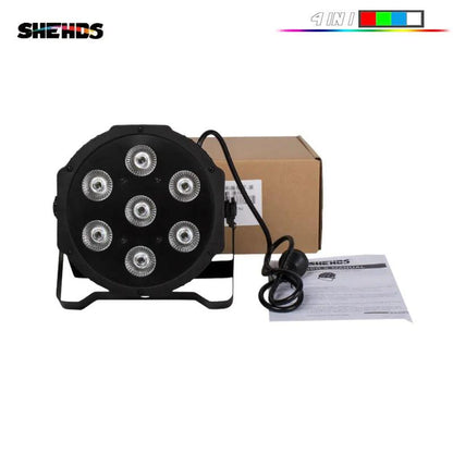 SHEHDS HOT LED Flat Par 7X18W/7X12W RGBWA+UV/RGBW Light Family Birthday Party Theater Wedding Christmas Lights - MANDOTOS