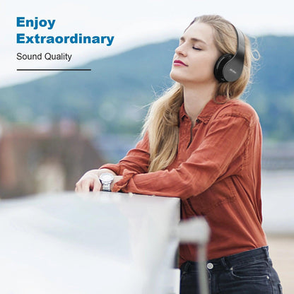 Siindoo JH-812 Black Bluetooth Headphone Foldable Stereo Music Earphones FM and Support SD Card with Mic for Mobile Samsung PC - MANDOTOS