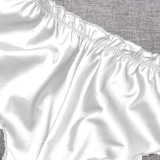 Silk Satin Sexy Panties Simple Flowers Floral Printed Lace Pajamas Underwear Fashionable Oversized Women Shorts Under Wears - MANDOTOS