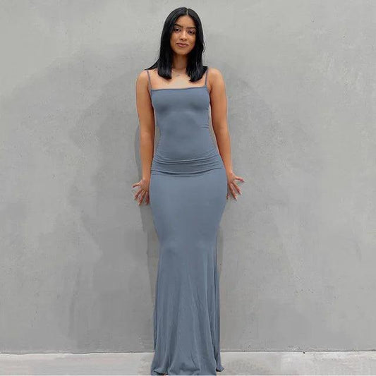 Sleek Satin Backless Gown - MANDOTOS