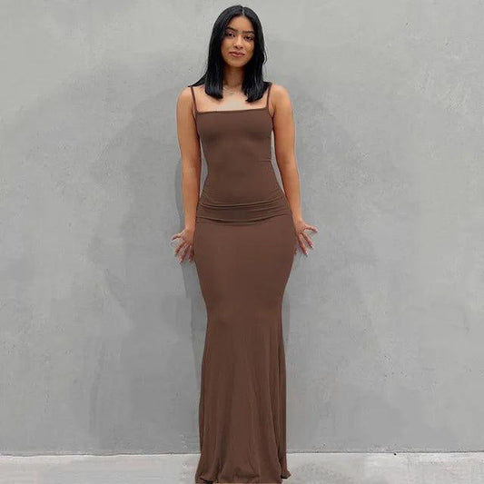 Sleek Satin Backless Gown - MANDOTOS