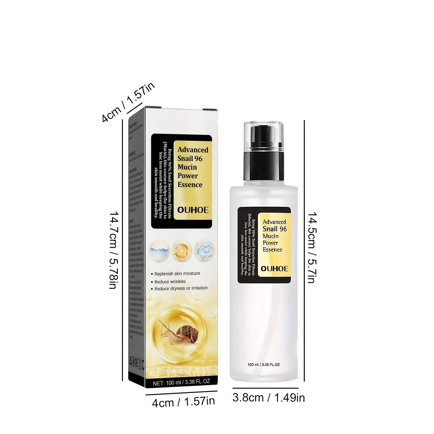 Snail Mucin Power Essence Moisturiser, 100ml Snail Mucin Essence Repairing Hyaluronic Acid Essence, Hydrating Serum For Face With Snail Secretion Filtrate For Dark Spots And Fine Lines - MANDOTOS