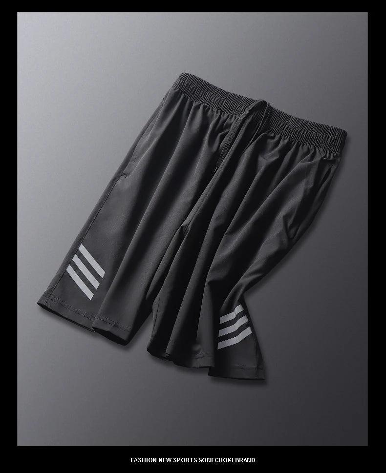SONECHOKI Running Shorts Men Striped Printing Loose Basketball Sport Gym Breathable Shorts Fitness Training Workout Bottom Male - MANDOTOS