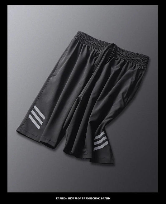 SONECHOKI Running Shorts Men Striped Printing Loose Basketball Sport Gym Breathable Shorts Fitness Training Workout Bottom Male - MANDOTOS