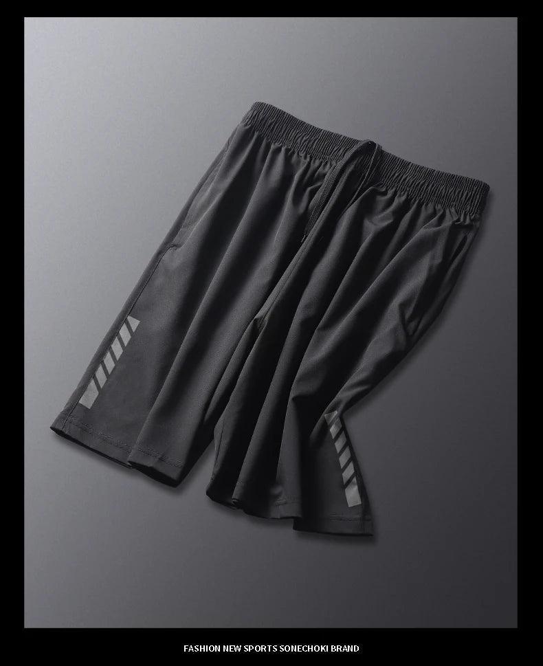 SONECHOKI Running Shorts Men Striped Printing Loose Basketball Sport Gym Breathable Shorts Fitness Training Workout Bottom Male - MANDOTOS