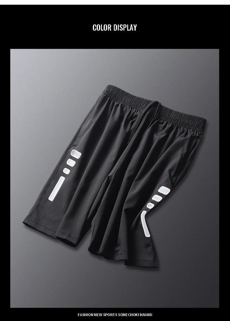 SONECHOKI Running Shorts Men Striped Printing Loose Basketball Sport Gym Breathable Shorts Fitness Training Workout Bottom Male - MANDOTOS