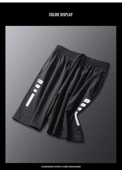 SONECHOKI Running Shorts Men Striped Printing Loose Basketball Sport Gym Breathable Shorts Fitness Training Workout Bottom Male - MANDOTOS