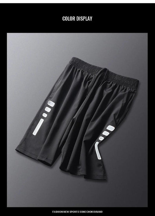 SONECHOKI Running Shorts Men Striped Printing Loose Basketball Sport Gym Breathable Shorts Fitness Training Workout Bottom Male - MANDOTOS