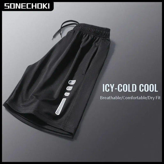 SONECHOKI Running Shorts Men Striped Printing Loose Basketball Sport Gym Breathable Shorts Fitness Training Workout Bottom Male - MANDOTOS