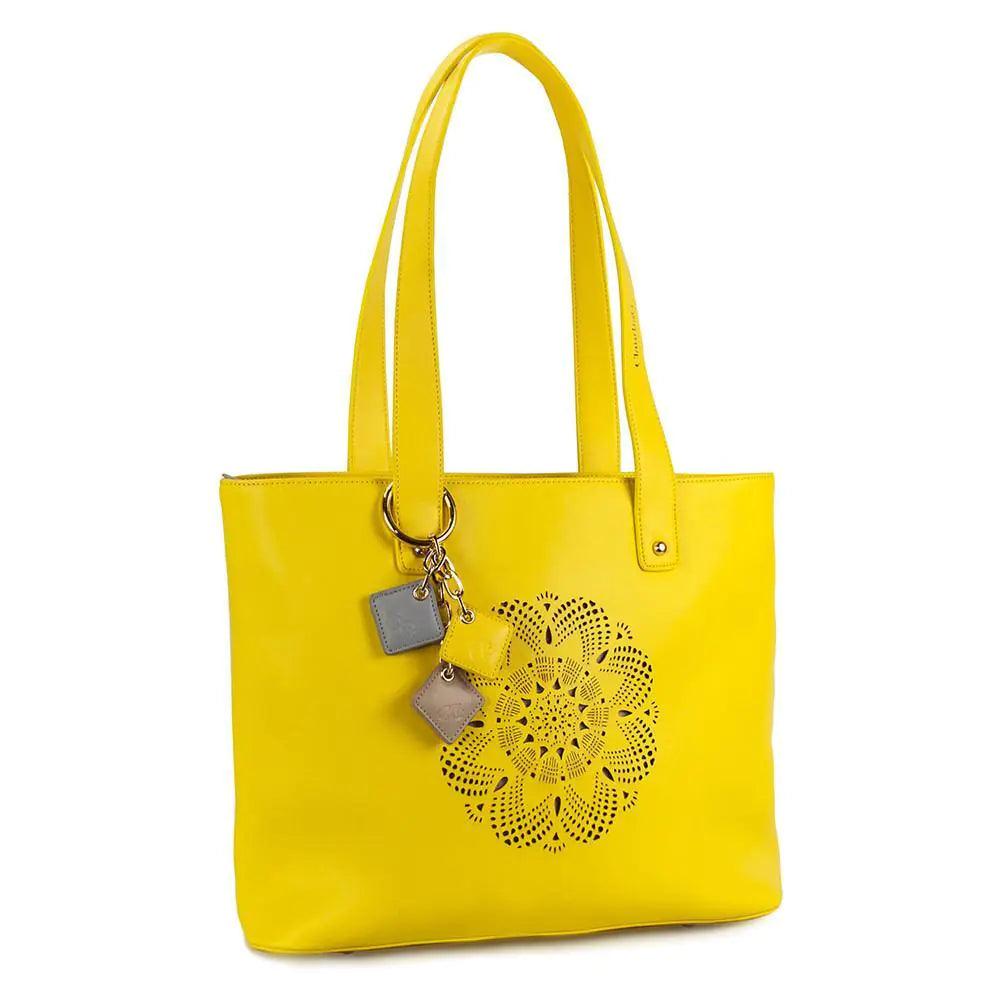 Sprout Leather Tote -Lemon - MANDOTOS