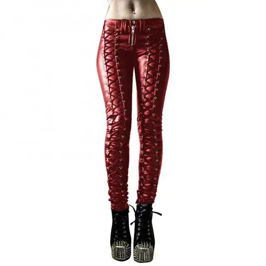 Steampunk Leather Skinny Pants - MANDOTOS