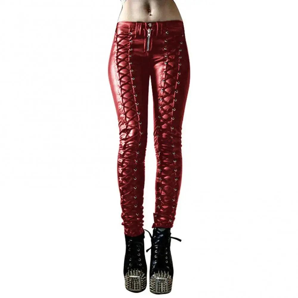 Steampunk Leather Skinny Pants - MANDOTOS