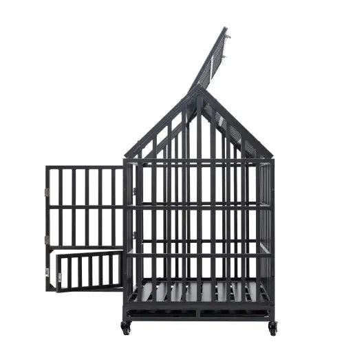 Sturdy Canine Kennel with Roof and Windows - MANDOTOS