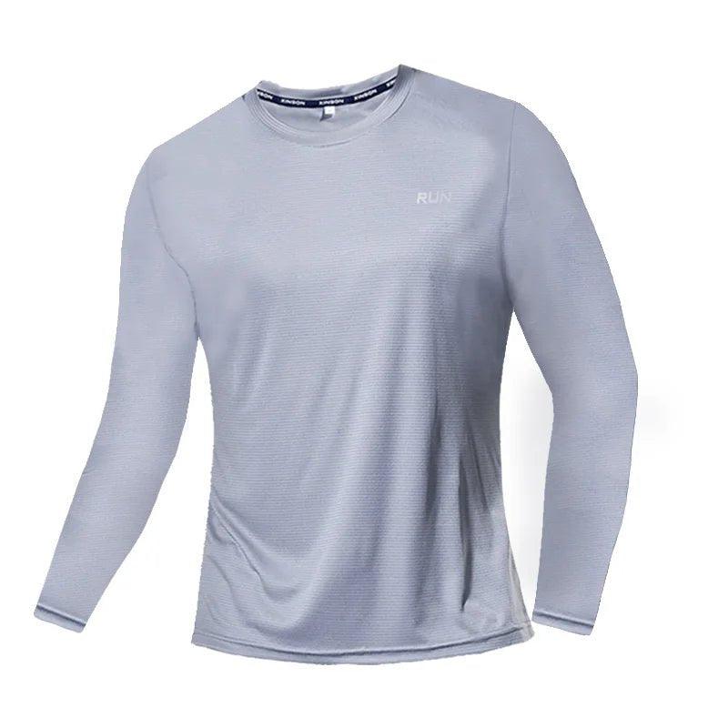 Summer Ice Silk Long Sleeve T-Shirt Men 2023 New Quick Dry Breathable Air Conditioning Outdoor Sun Protection Running Outer Wear - MANDOTOS
