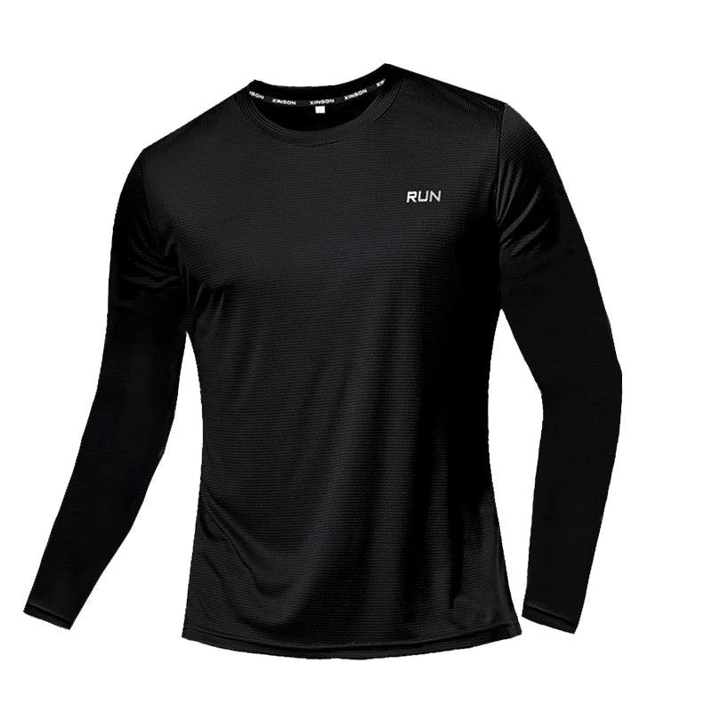 Summer Ice Silk Long Sleeve T-Shirt Men 2023 New Quick Dry Breathable Air Conditioning Outdoor Sun Protection Running Outer Wear - MANDOTOS