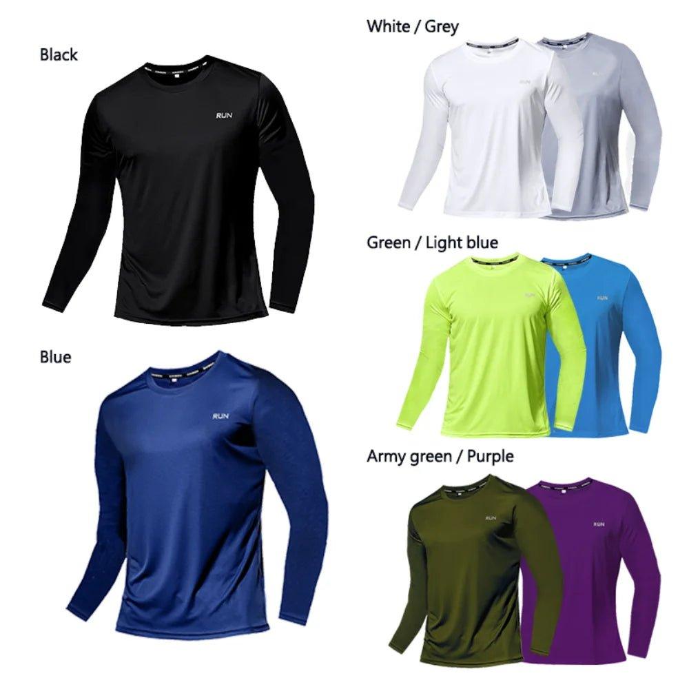 Summer Ice Silk Long Sleeve T-Shirt Men 2023 New Quick Dry Breathable Air Conditioning Outdoor Sun Protection Running Outer Wear - MANDOTOS