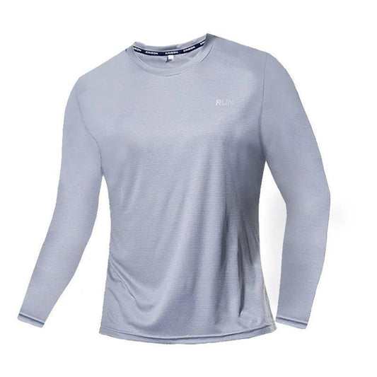 Summer Ice Silk Long Sleeve T-Shirt Men 2023 New Quick Dry Breathable Air Conditioning Outdoor Sun Protection Running Outer Wear - MANDOTOS