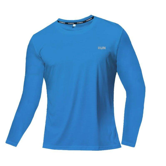 Summer Ice Silk Long Sleeve T-Shirt Men 2023 New Quick Dry Breathable Air Conditioning Outdoor Sun Protection Running Outer Wear - MANDOTOS