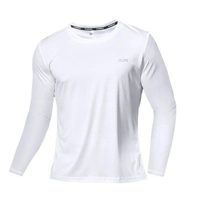 Summer Ice Silk Long Sleeve T-Shirt Men 2023 New Quick Dry Breathable Air Conditioning Outdoor Sun Protection Running Outer Wear - MANDOTOS