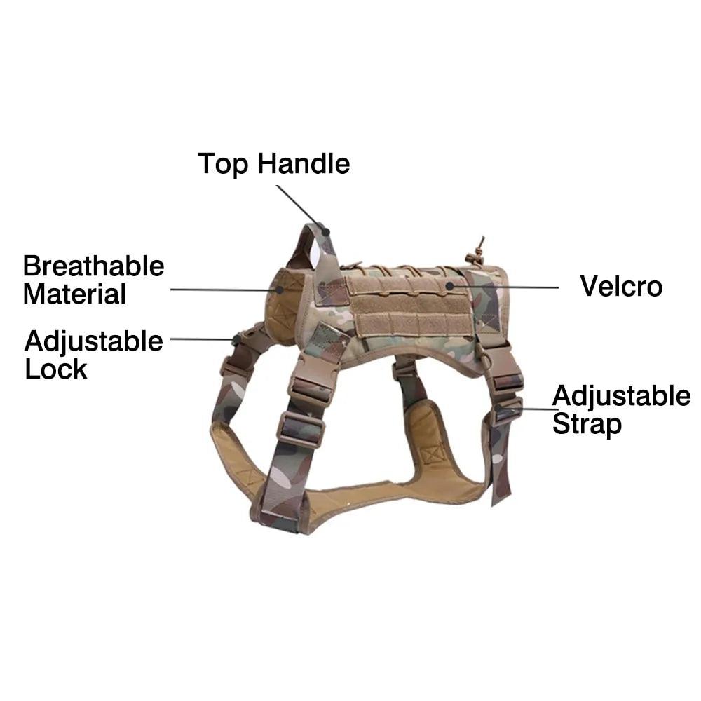 Tactical Control Dog Harness with Leash - MANDOTOS