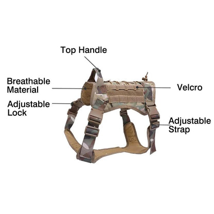 Tactical Control Dog Harness with Leash - MANDOTOS