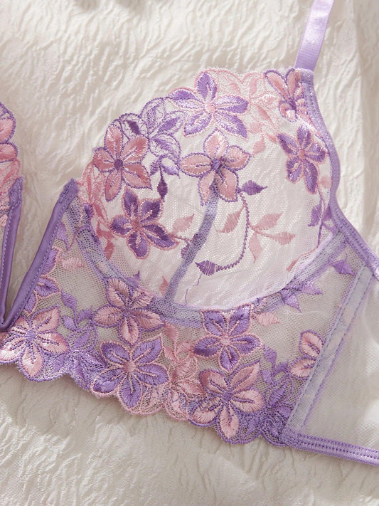 The temptation of Valentine's Eve light purple Danube group ladies sexy lingerie bra women's suit - MANDOTOS