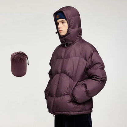 Thin And Portable Puff Down Jacket Solid Color Hooded - MANDOTOS