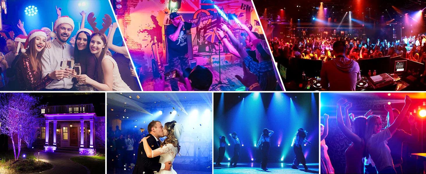 U'King 4PCS 80W Par Light 4in1 RGBW 14 LED Stage Effect Light DMX512 Remote Control Flat Light for KTV DJ Disco Bar Stage Light - MANDOTOS