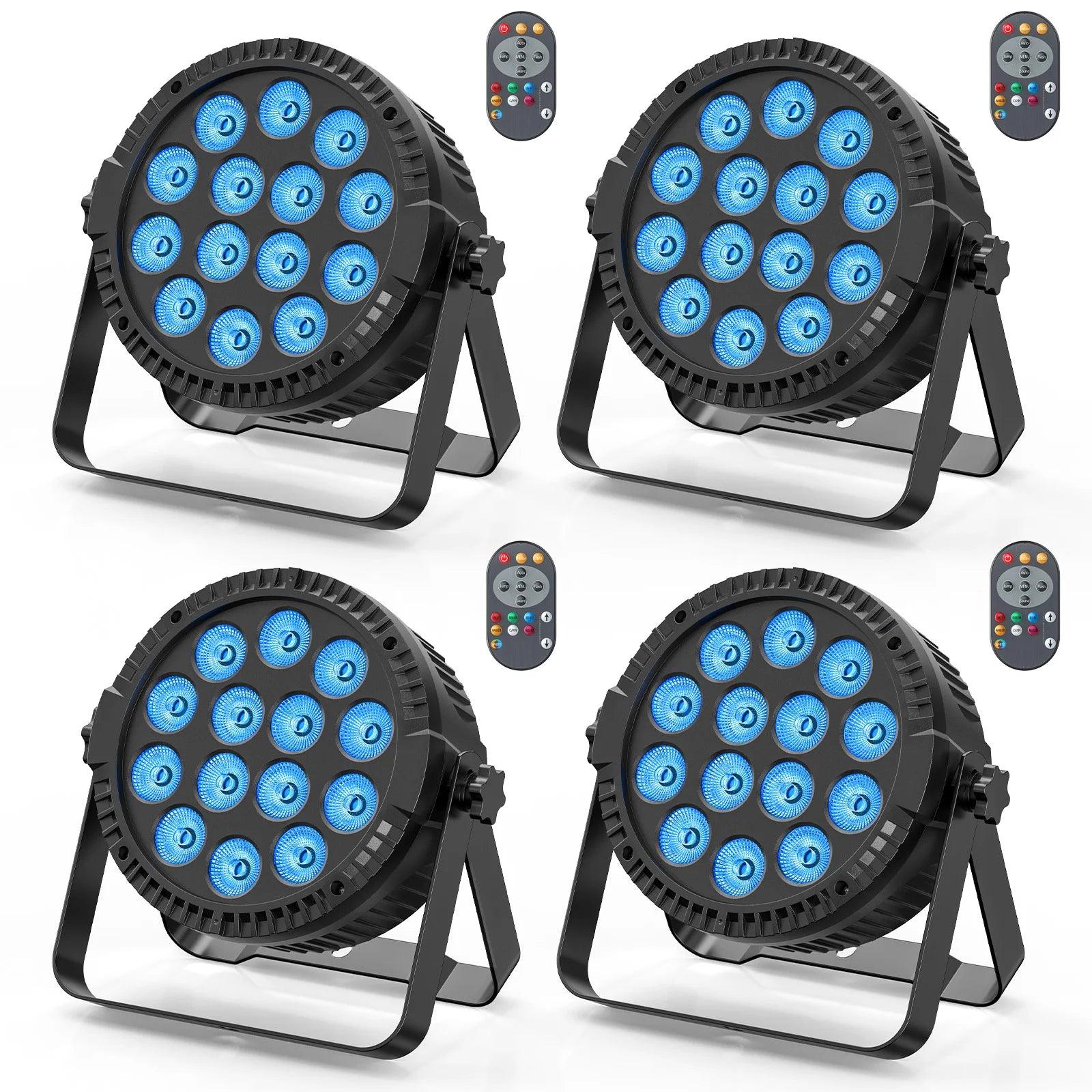 U'King 4PCS 80W Par Light 4in1 RGBW 14 LED Stage Effect Light DMX512 Remote Control Flat Light for KTV DJ Disco Bar Stage Light - MANDOTOS