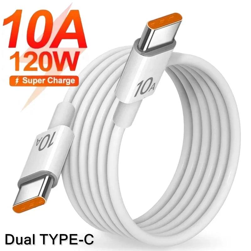 Universal 120W 10A Fast Charger PD Dual USB C To Type C Quick Charging Cable High-speed Data Transfer Wire Cord For Samsung Mi - MANDOTOS