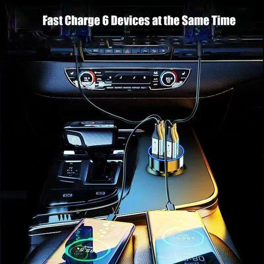 UYUXIO 6 in 1 USB C Car Phone Charger Adapter with Voltage Display Dual PD Super Fast for iPhone 15 Pro max OPPO Samsung Huawei - MANDOTOS