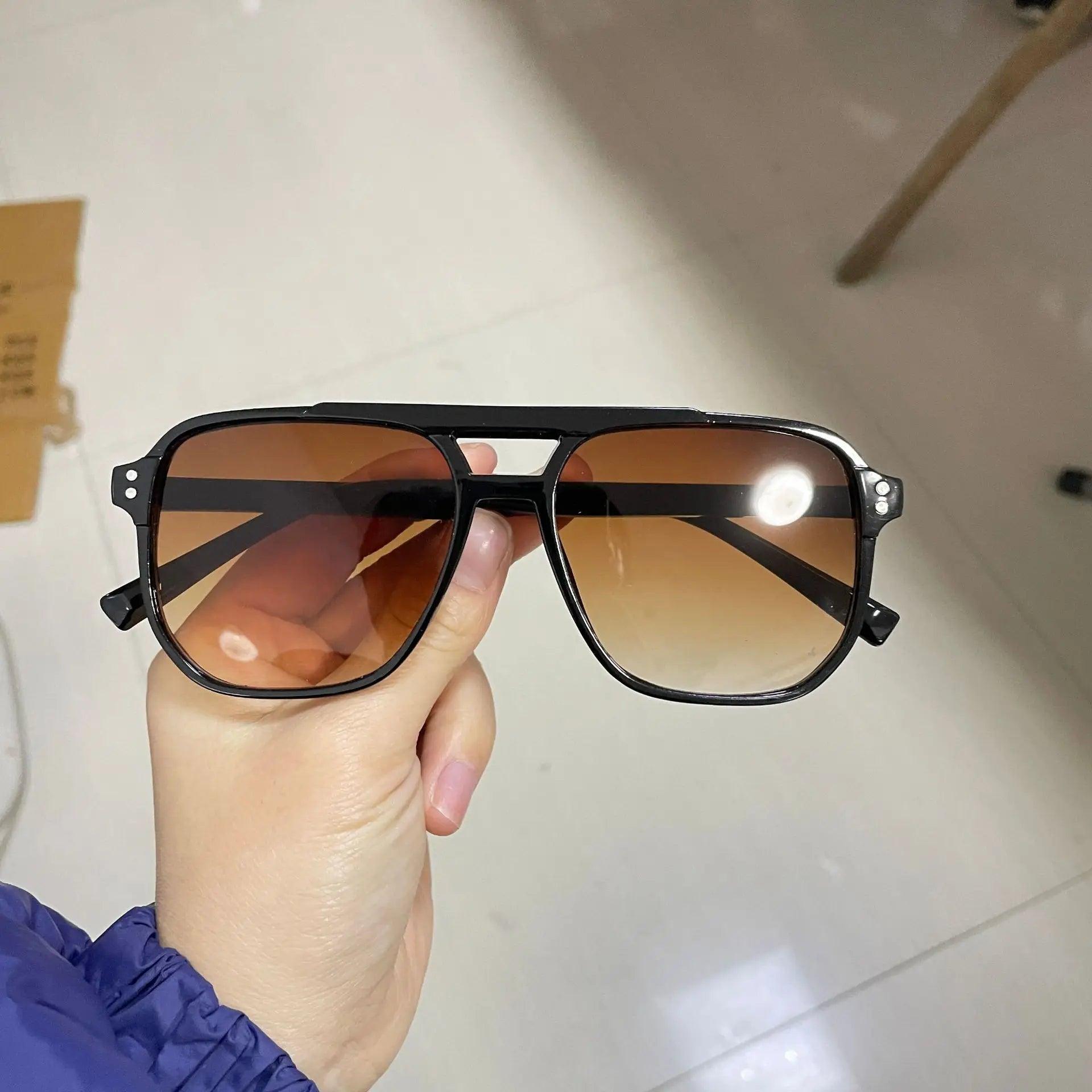 Vintage Men Women Big Sunglasses Men Square Shades Brand Designer Unisex Sun Glasses Black Lense Male Female Sunglasses UV400 - MANDOTOS