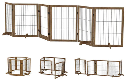 Wide Walk-Through 144in Dog Gate with 6 Panels - MANDOTOS