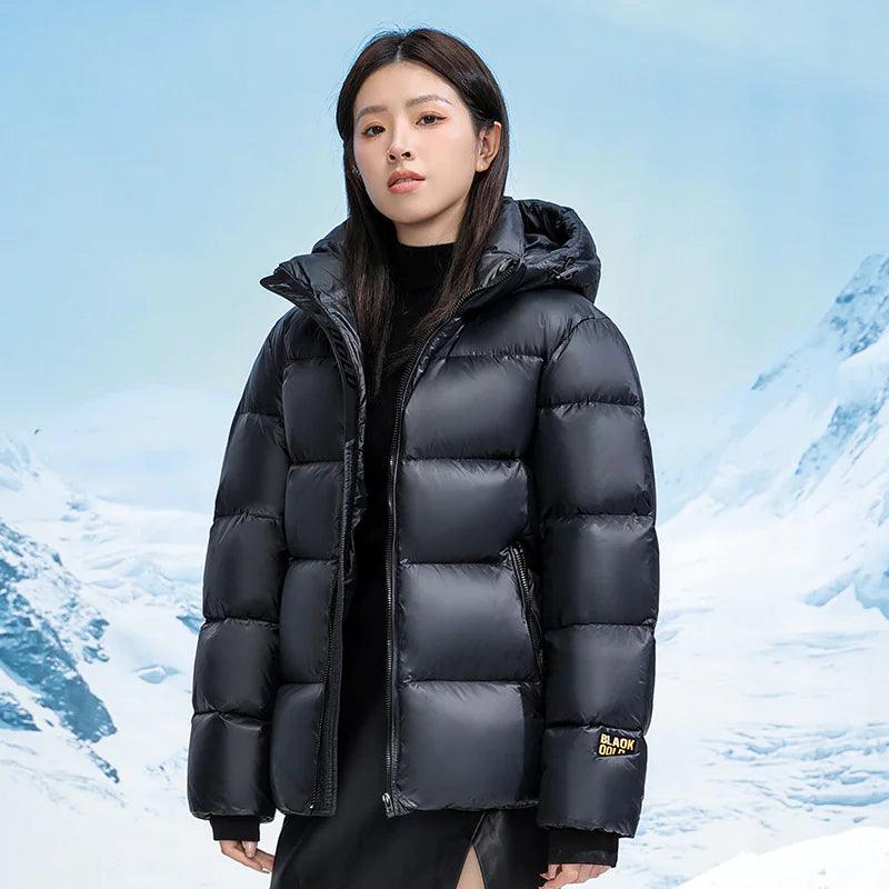 Winter Black Gold Down Jacket Couple Style - MANDOTOS