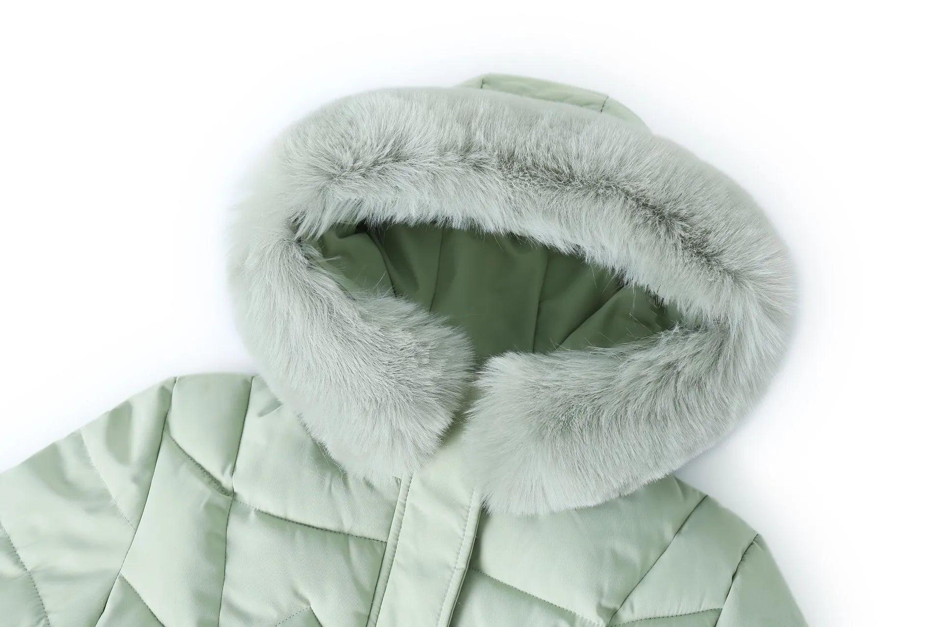 Winter Long Coat with Thickened Fur Collar - MANDOTOS