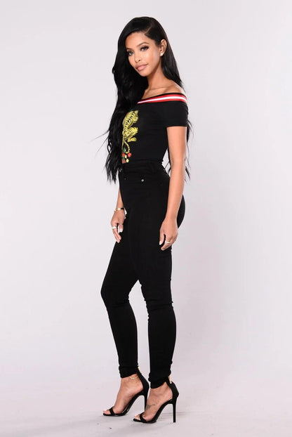 Women High Waist Stretch Hip Lift Denim Skinny Pants Jeans Full Length Sexy Slim Bleachded Solid Color Pants - MANDOTOS