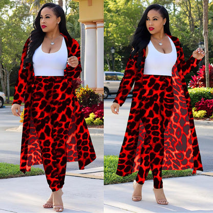 Women's Long-sleeved Leopard Print Suitcoat Suits - MANDOTOS