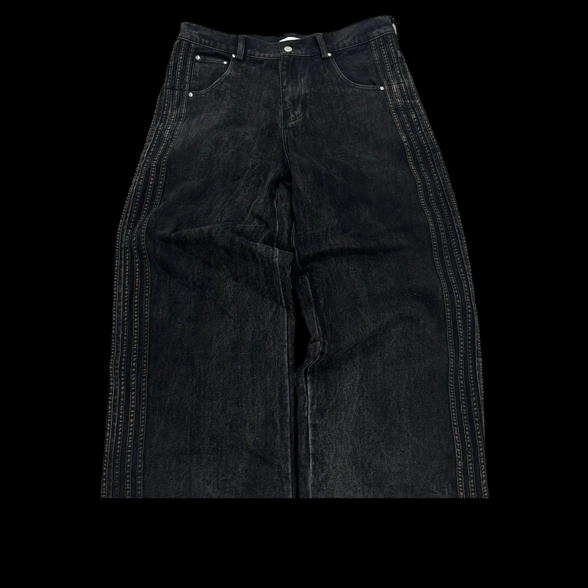 Y2K Baggy Jeans Harajuku vintage Striped Embroidered high quality Sweatpants men women Hip Hop Casual wide leg jeans streetwear - MANDOTOS