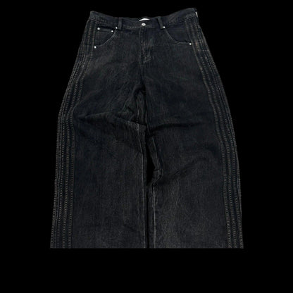 Y2K Baggy Jeans Harajuku vintage Striped Embroidered high quality Sweatpants men women Hip Hop Casual wide leg jeans streetwear - MANDOTOS