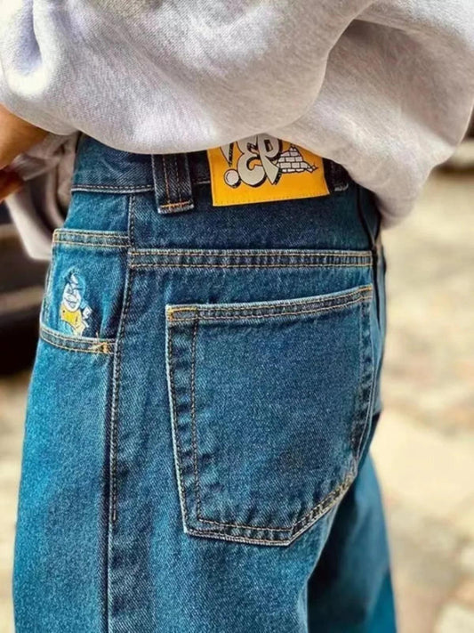 Y2K Big boy Jeans for Men Streetwear Baggy Jeans Embroidery Denim Leisure Simple Dime Pants Women Jeans Mujer Hot traf jean - MANDOTOS