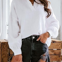Chic Lantern Sleeve Cotton Shirt