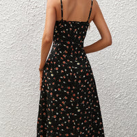 New Polka Dot Print Suspender Dress Summer Sexy Split Long Dresses For Womens Clothing