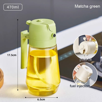 470ML Olive Oil Sprayer Dispenser For Cooking BBQ 2 In 1 Glass Oil Vinegar Soy Sauce Spray Kitchen Oil Bottle For Air Fryer - MANDOTOS
